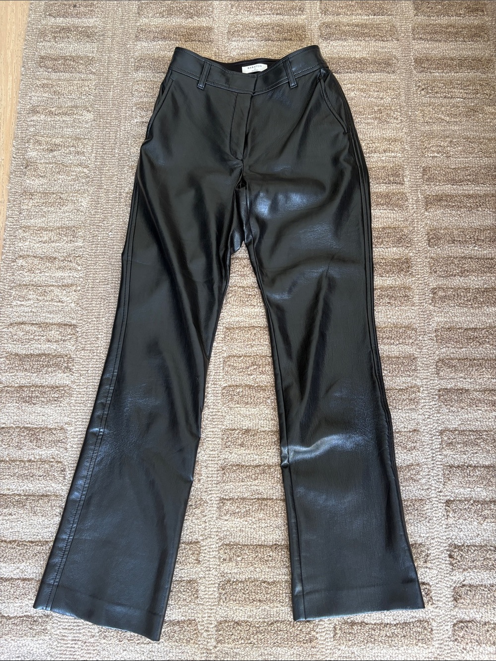 Aritizia Black Faux Leather Straight-Leg Pants